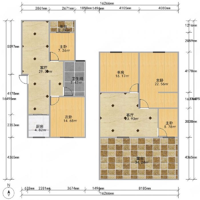 东晖花园 4室2厅1卫 134m&sup2;