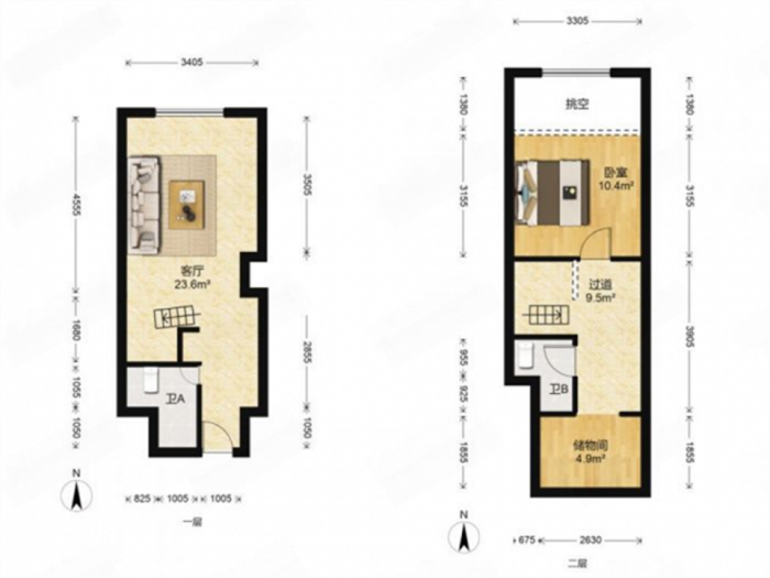 中南世纪城北区 2室1厅1卫 40.00m&sup2;