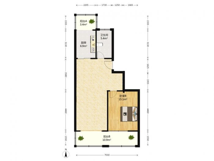 天山花苑 1室1厅1卫 65m&sup2;