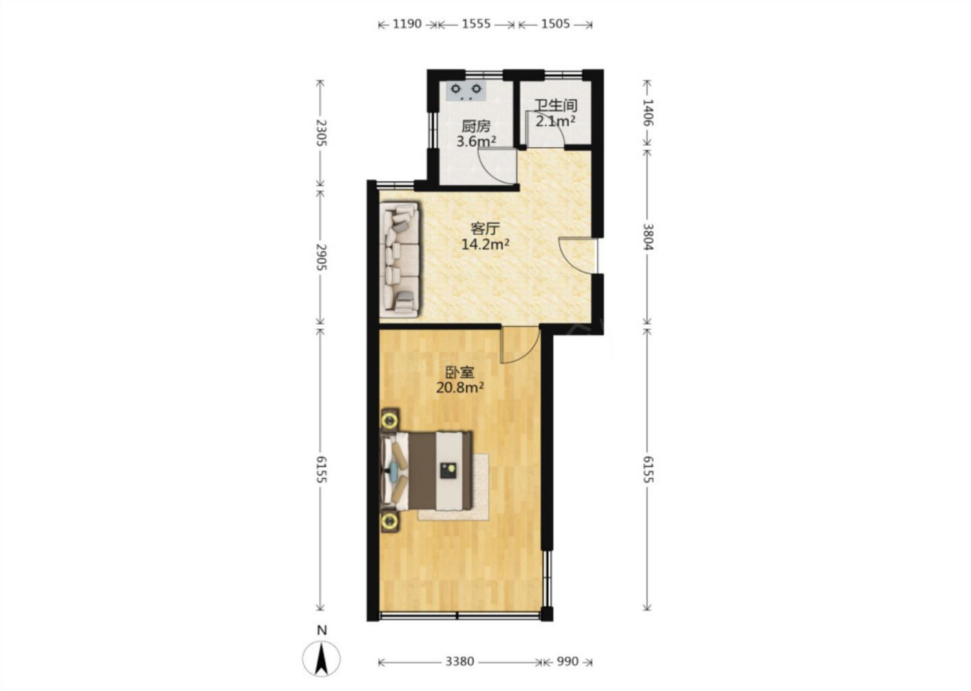 南川园新村 1室1厅1卫 51m&sup2;