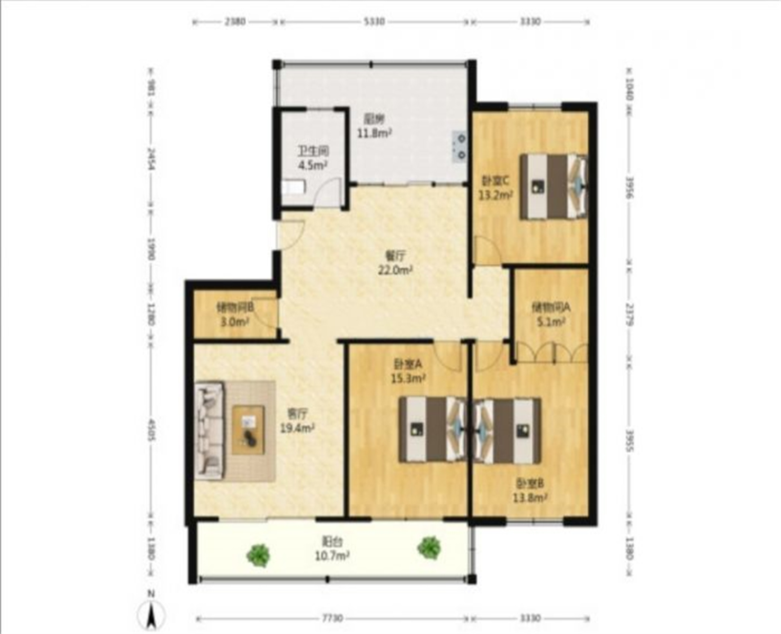 富民花苑 3室2厅2卫 138.28m&sup2;