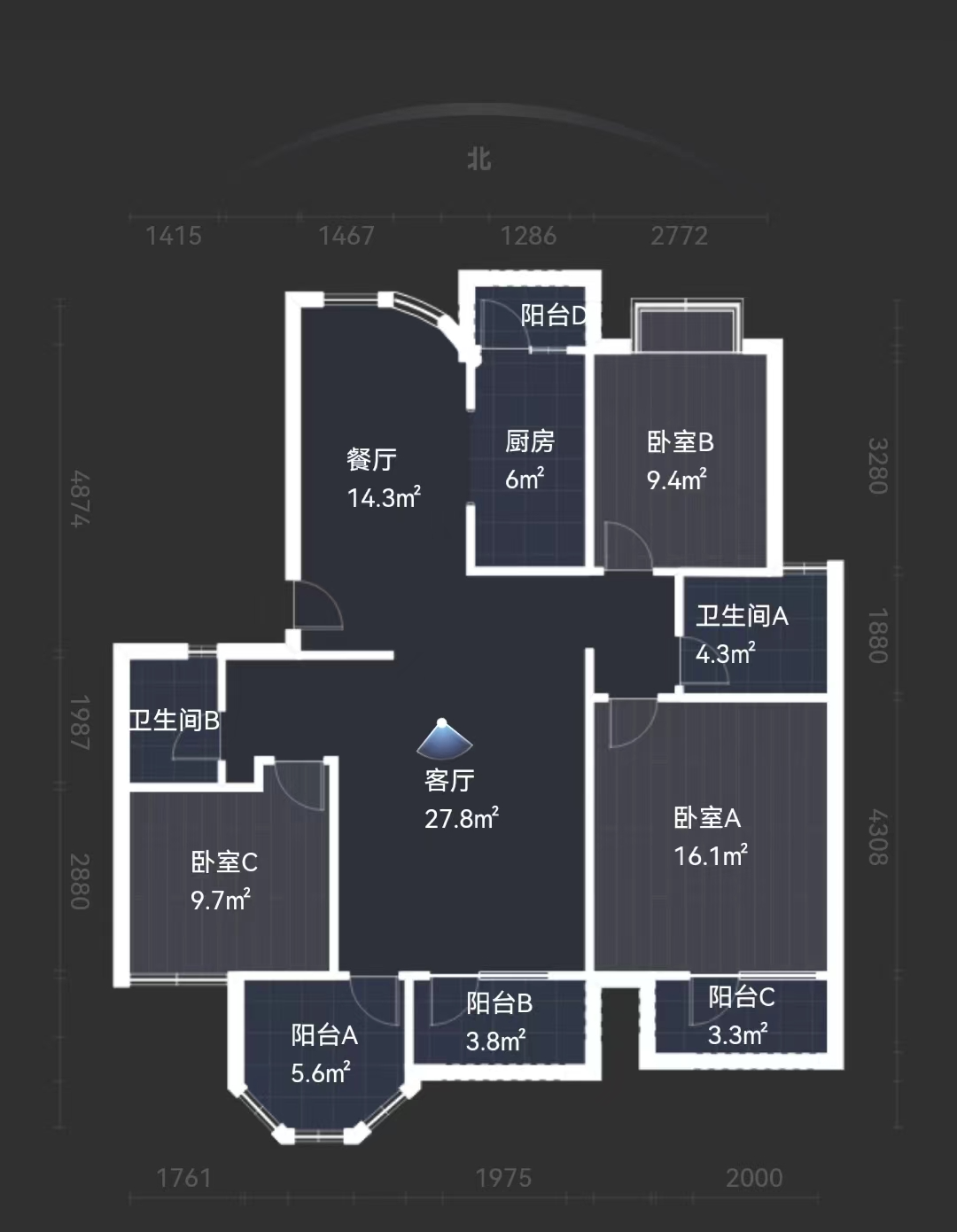 军山花园 3室2厅2卫 138m&sup2;