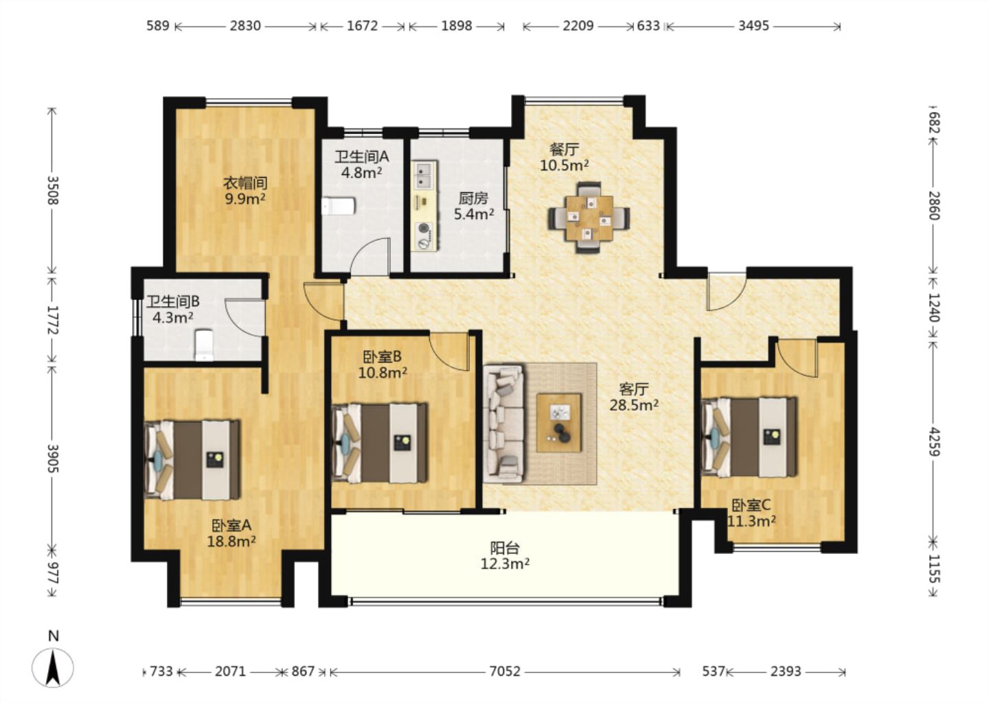 珑府 4室2厅2卫 142m&sup2;