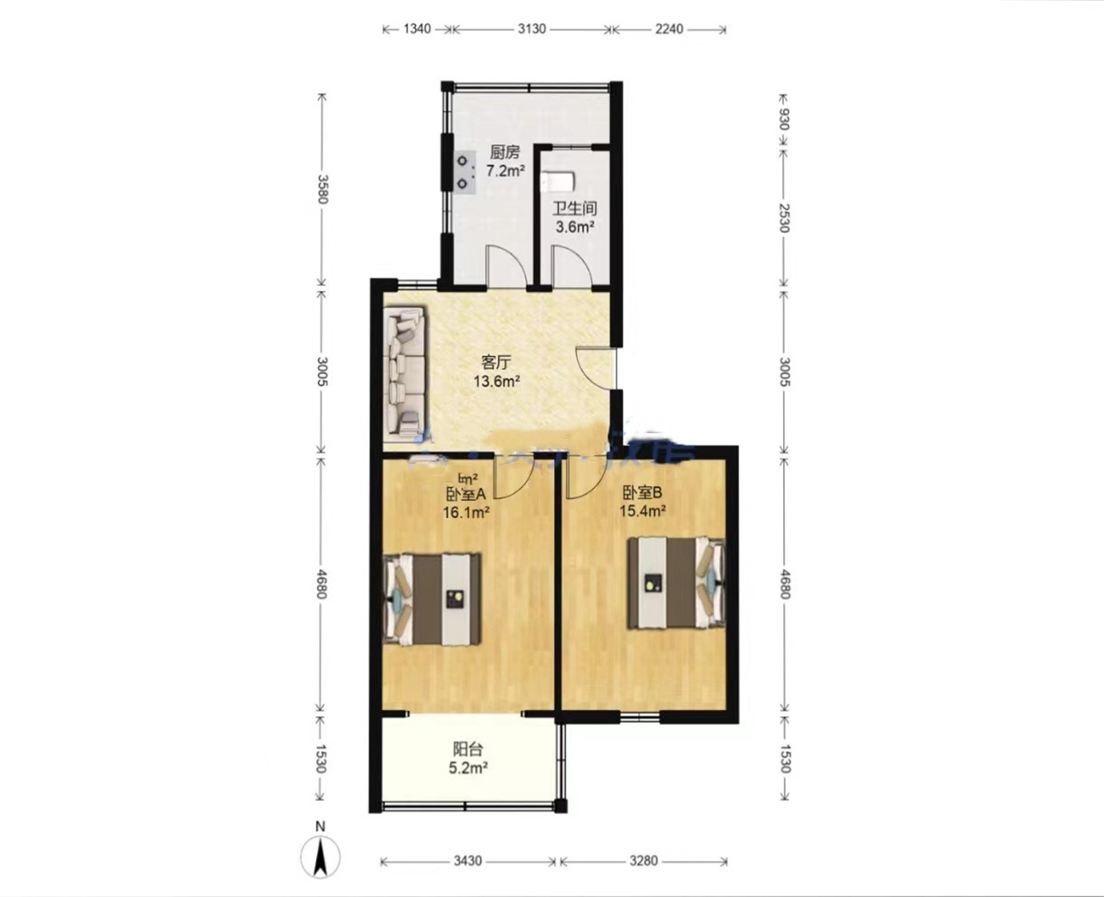 南园路18号大院 2室1厅1卫 76m&sup2;
