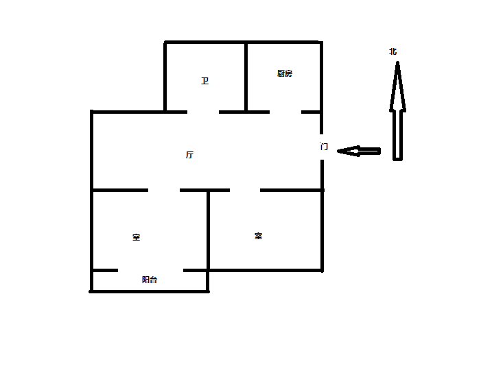 秦灶新村北区 2室2厅1卫 80m&sup2;