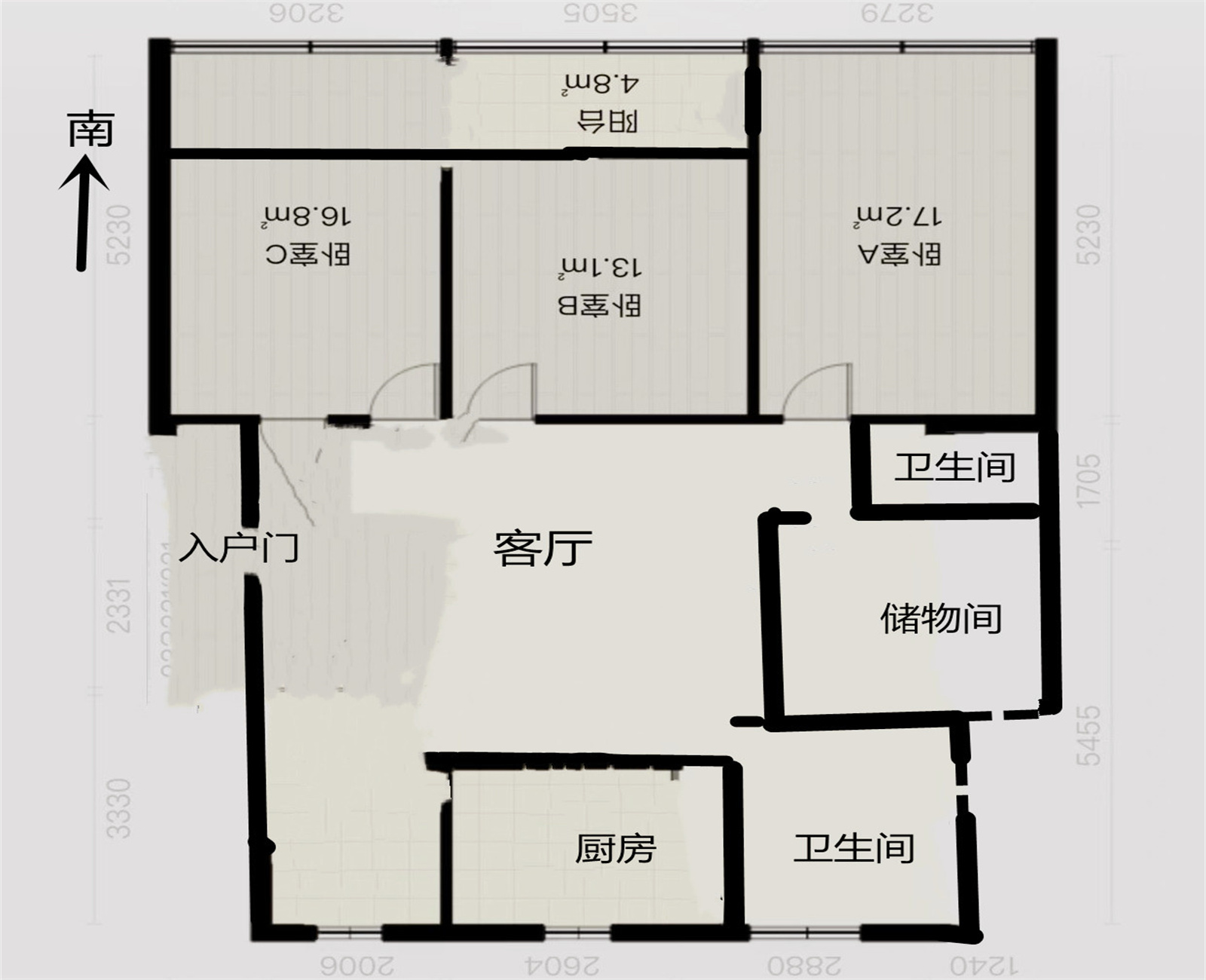 湾子头新寓 3室2厅2卫 130m&sup2;