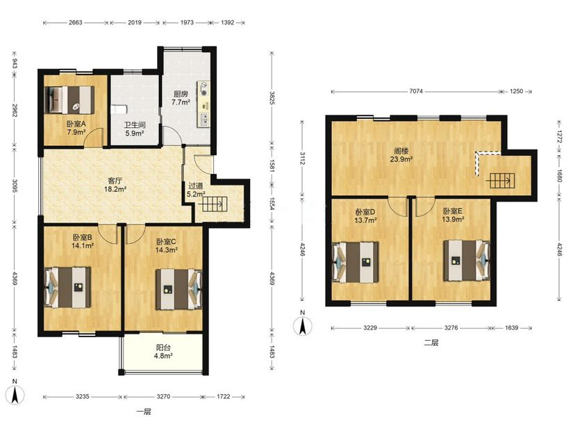 东方花苑 5室2厅1卫 138.00m&sup2;
