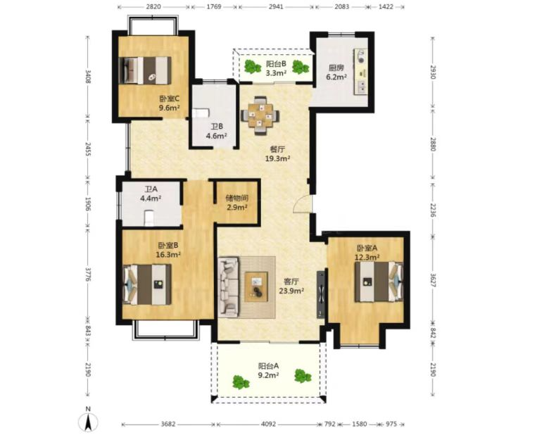 南通1912 4室2厅2卫 143m&sup2;