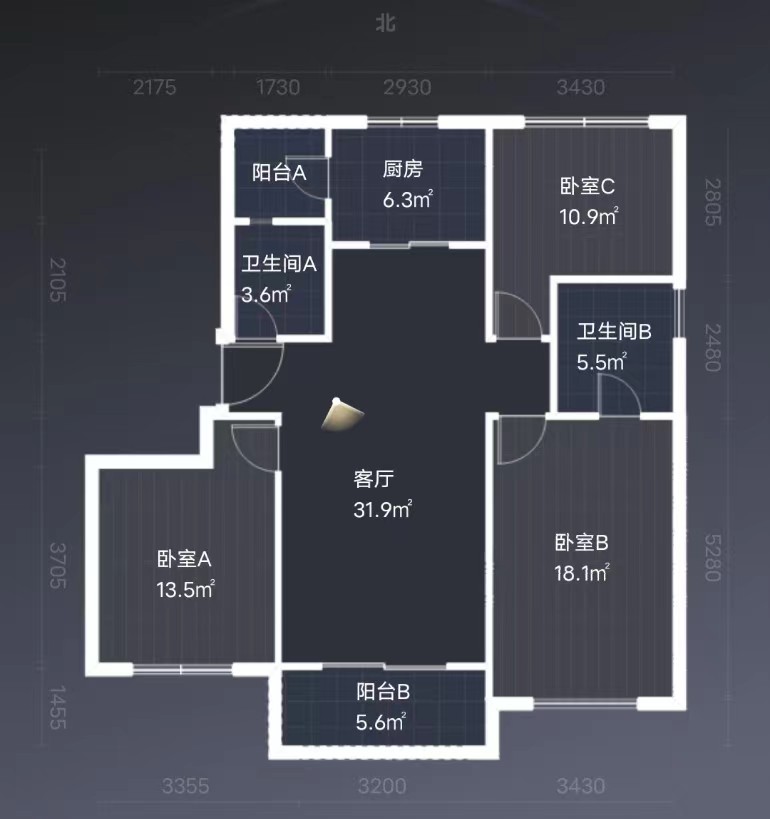 星湖郡 3室2厅2卫 130.63m&sup2;