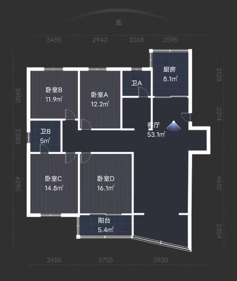 中兴花苑 4室2厅2卫 150m&sup2;