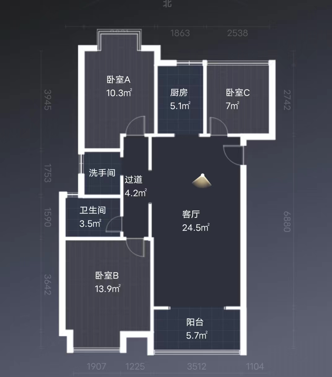 南山国际社区 3室1厅1卫 103m&sup2;