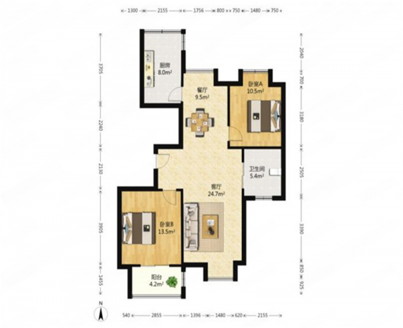 银花苑 3室1厅1卫 72m&sup2;