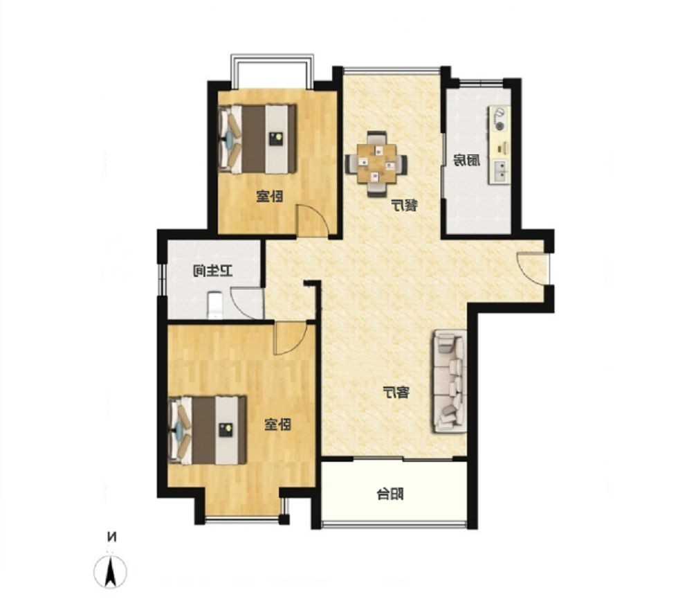尚海湾 2室2厅1卫 105.00m&sup2;