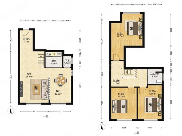 未来锦城 3室1厅2卫 95m&sup2;