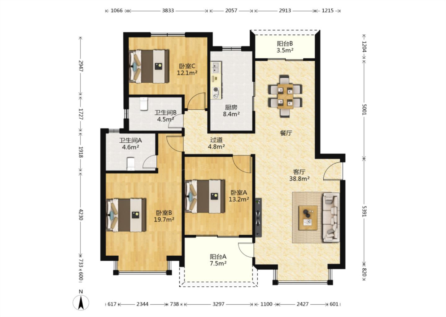 恒大御澜庭 3室2厅2卫 140.00m&sup2;