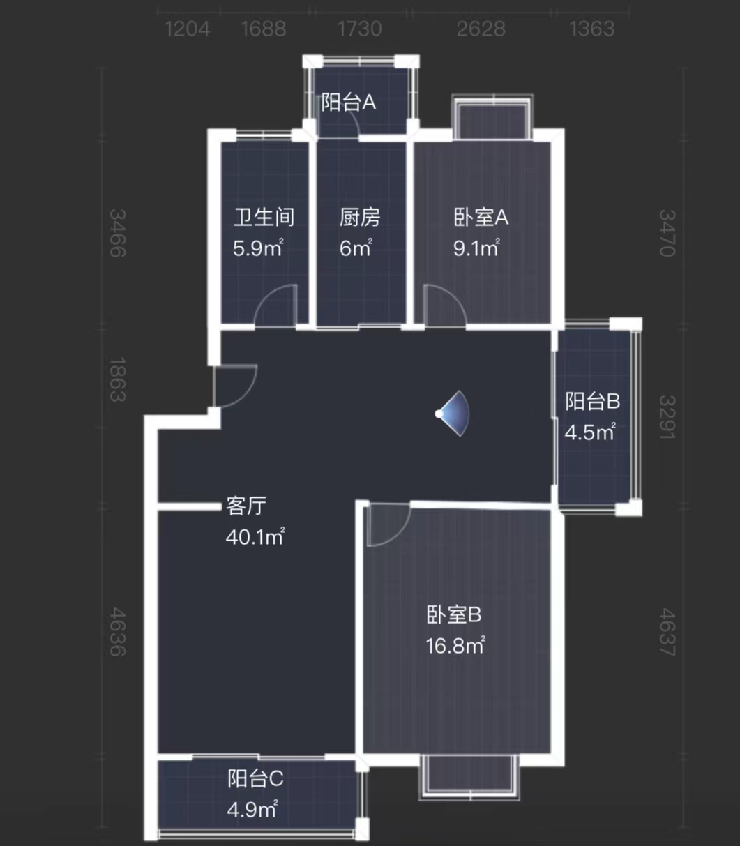 星怡花园 3室2厅1卫 95.00m&sup2;