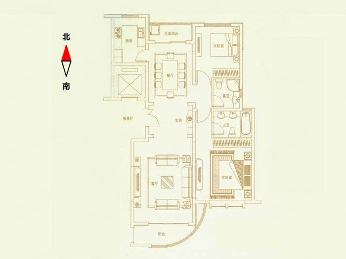 文景嘉苑 3室2厅2卫 129.00m&sup2;