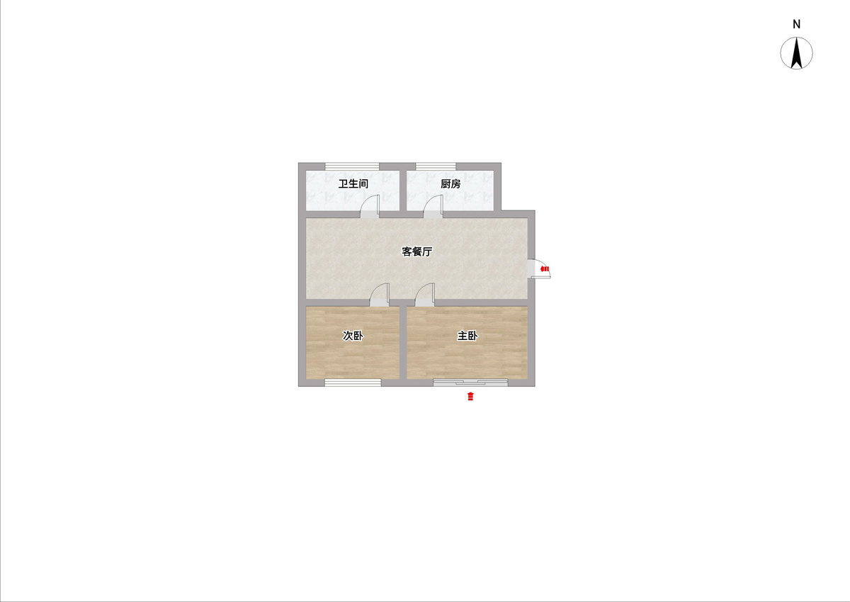 南川园 2室1厅1卫 65m&sup2;