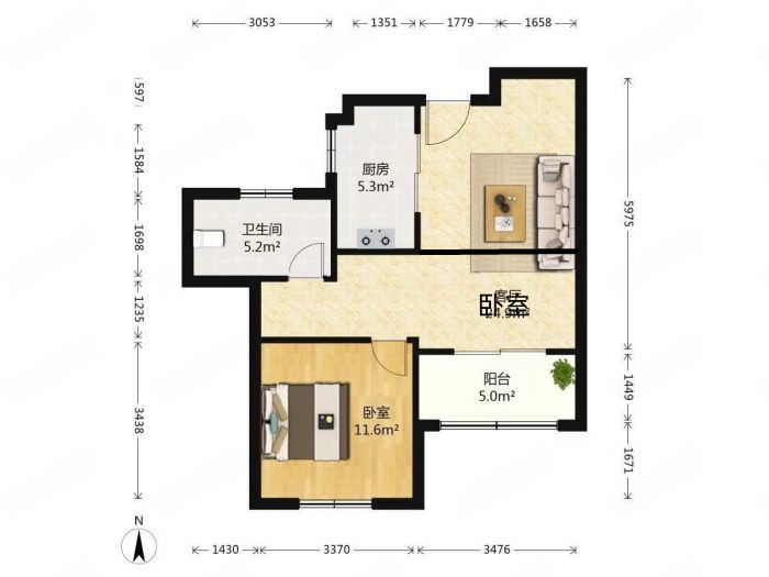 世濠花园 2室2厅1卫 65m&sup2;