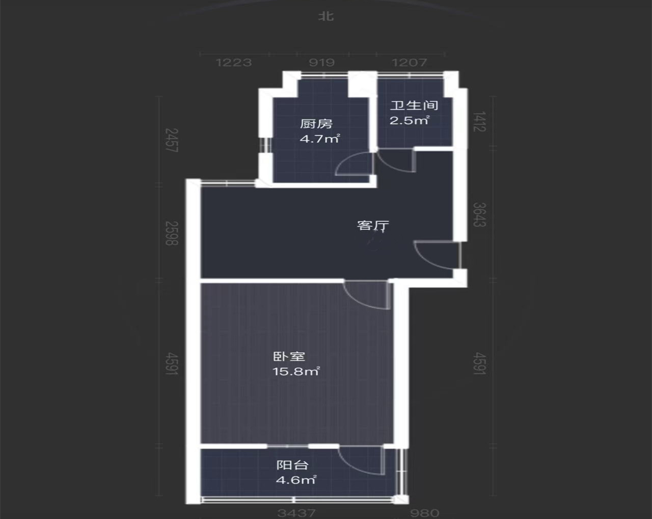 将军二园 1室1厅1卫 48m&sup2;