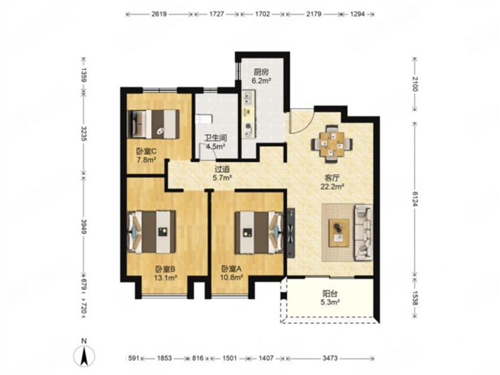 中海碧林湾 3室2厅2卫 129m&sup2;