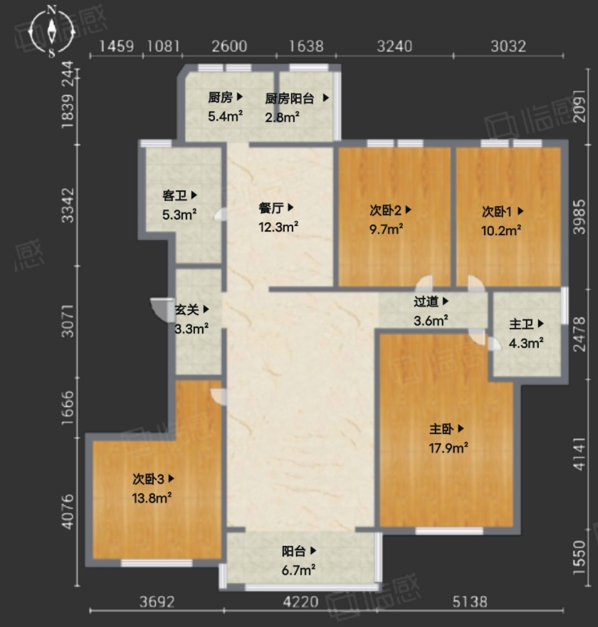 中港城世家 4室2厅2卫 161.17m&sup2;