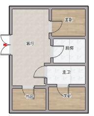 中港城 3室2厅1卫 89m&sup2;