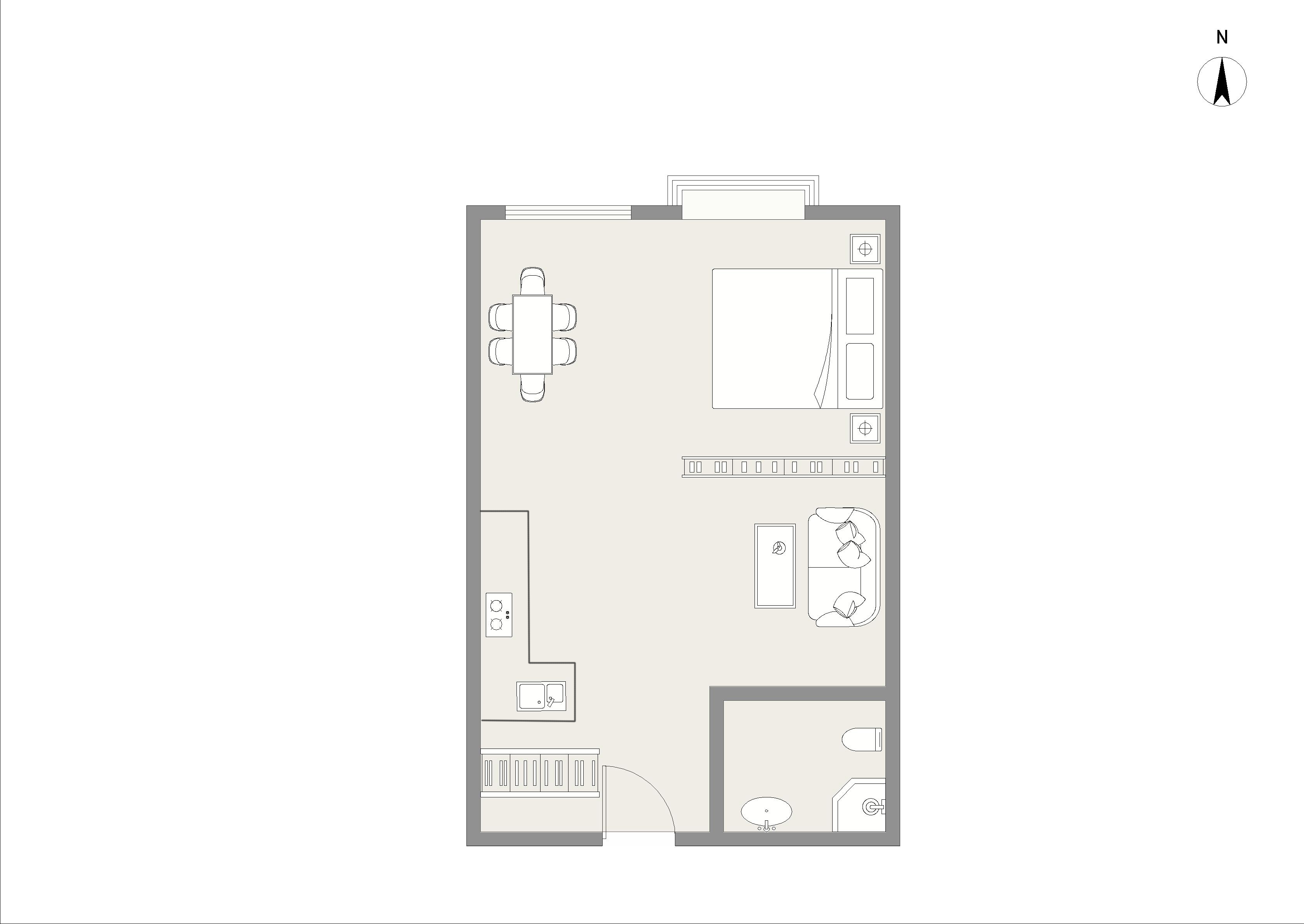 三峰国际广场 1室1厅1卫 50m&sup2;