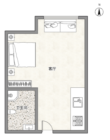 华润悦玺 1室1厅1卫 58m&sup2;