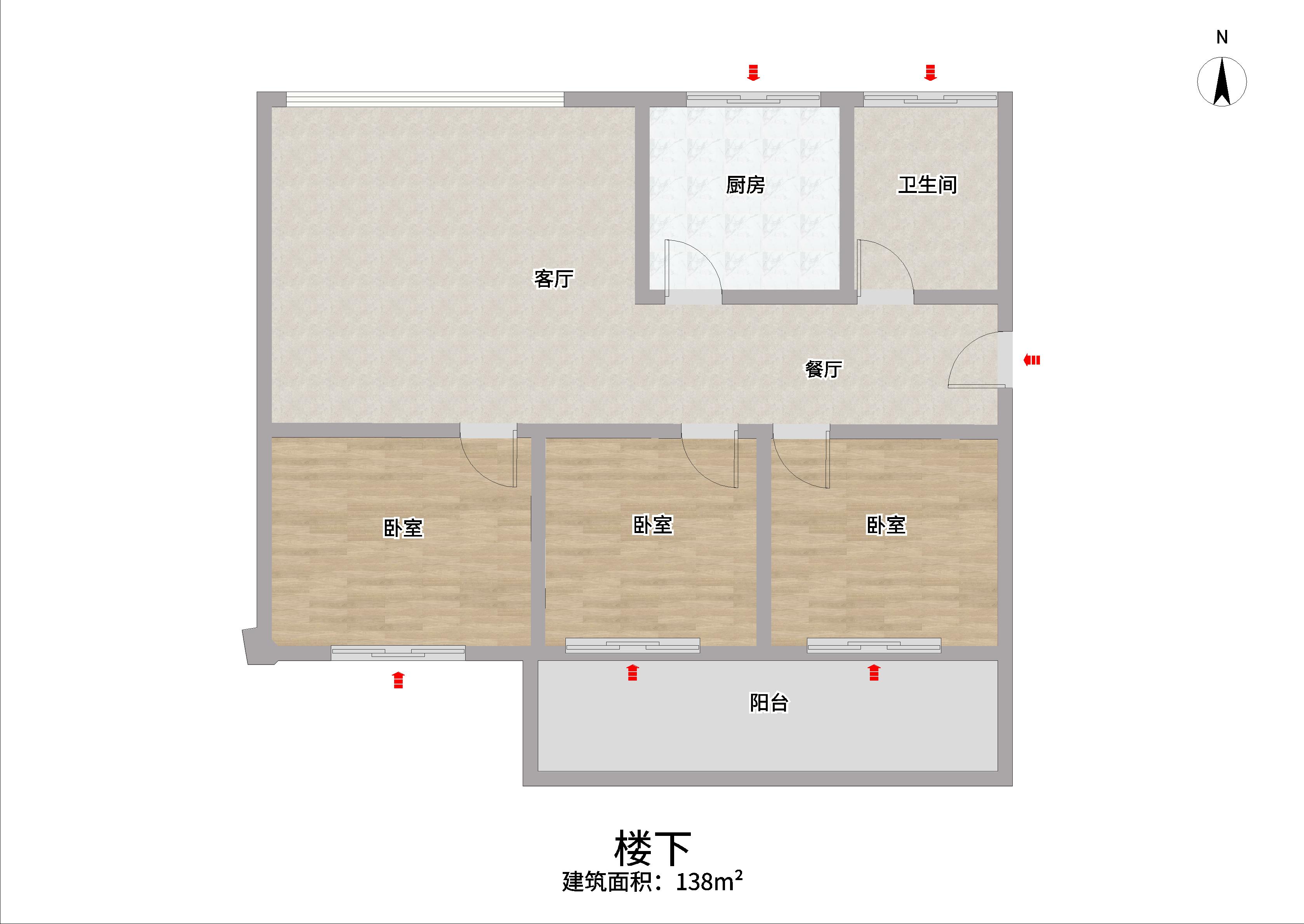 五山花苑 3室2厅1卫 138.00m&sup2;