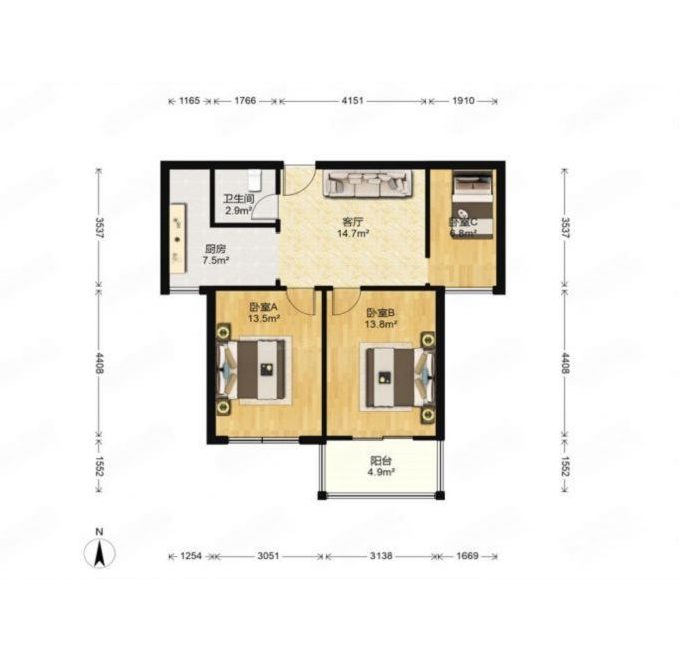 融悦华庭 3室2厅1卫 86m&sup2;