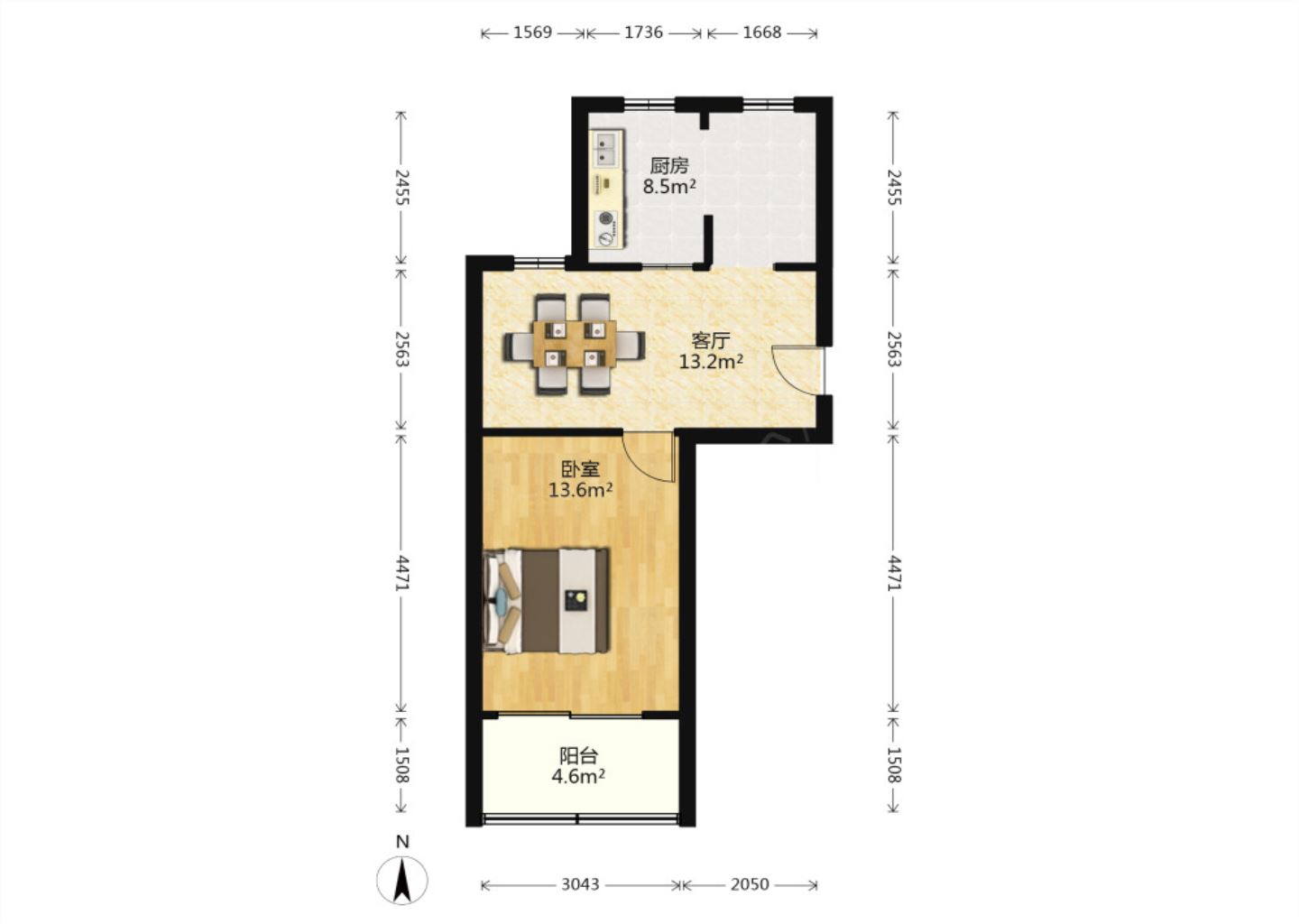 朱家园（跃龙小区） 1室1厅0卫 49.01m&sup2;