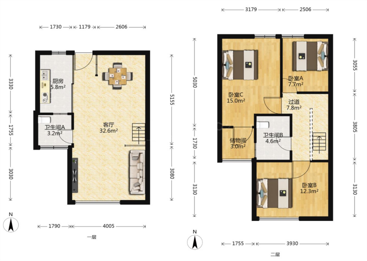 纽约时代 3室2厅2卫 60.00m&sup2;