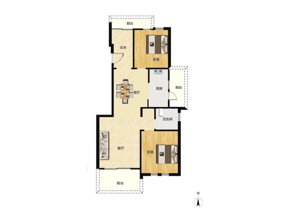 山水壹号 2室2厅1卫 99m&sup2;