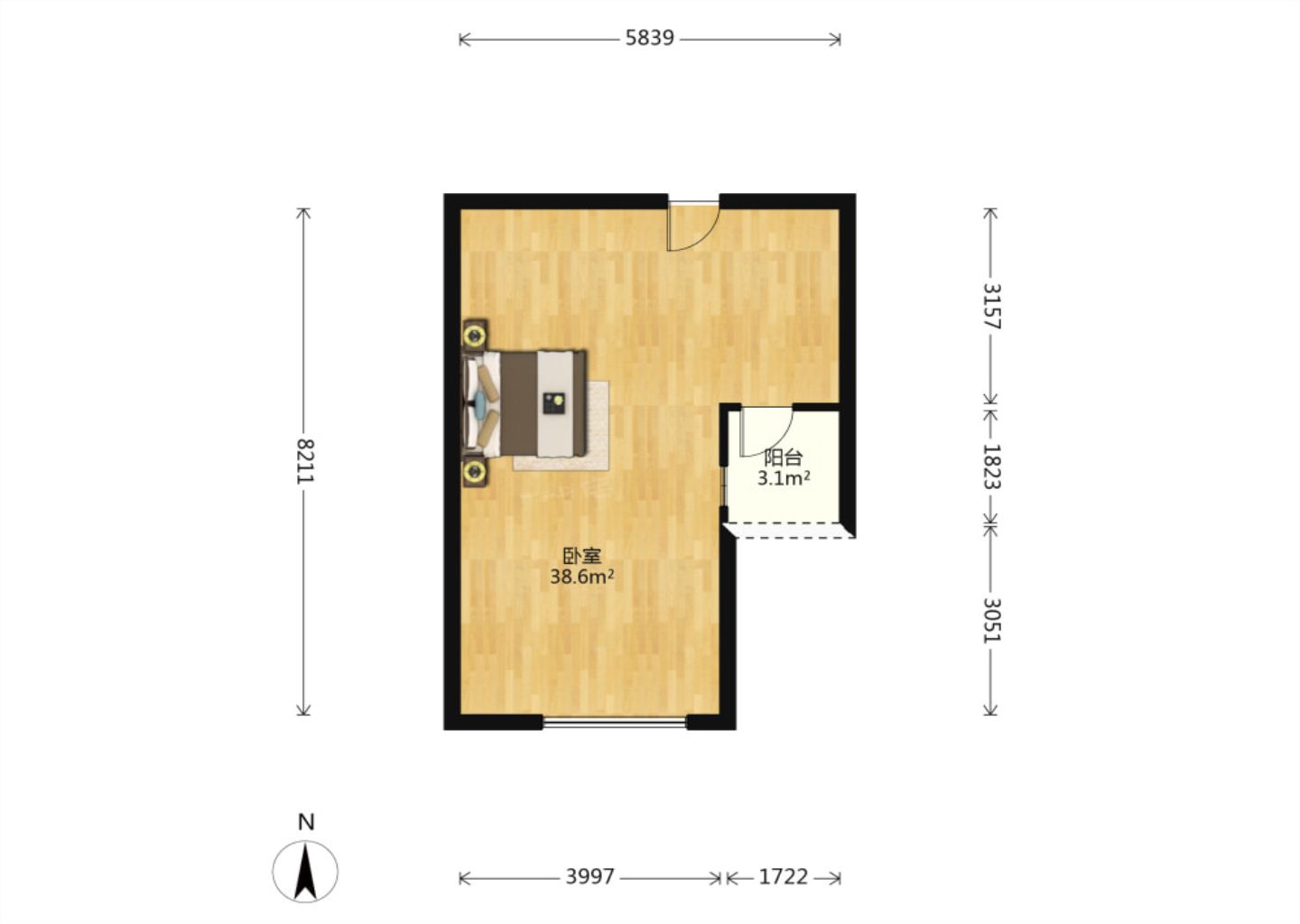 纽约时代 2室1厅1卫 60.00m&sup2;