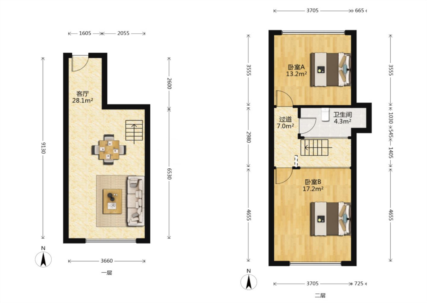 赛格时代广场 2室2厅2卫 65m&sup2;