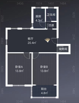 濠东路51号小区 2室1厅1卫 74.6m&sup2;