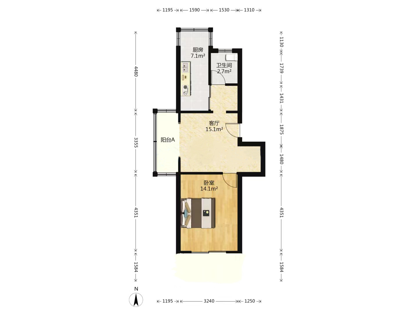 五山公寓 1室1厅1卫 62m&sup2;