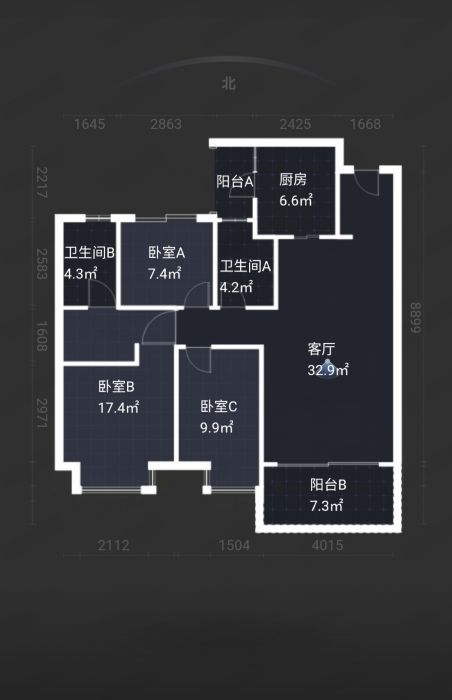 恒大悦珑湾 3室2厅1卫 117m&sup2;