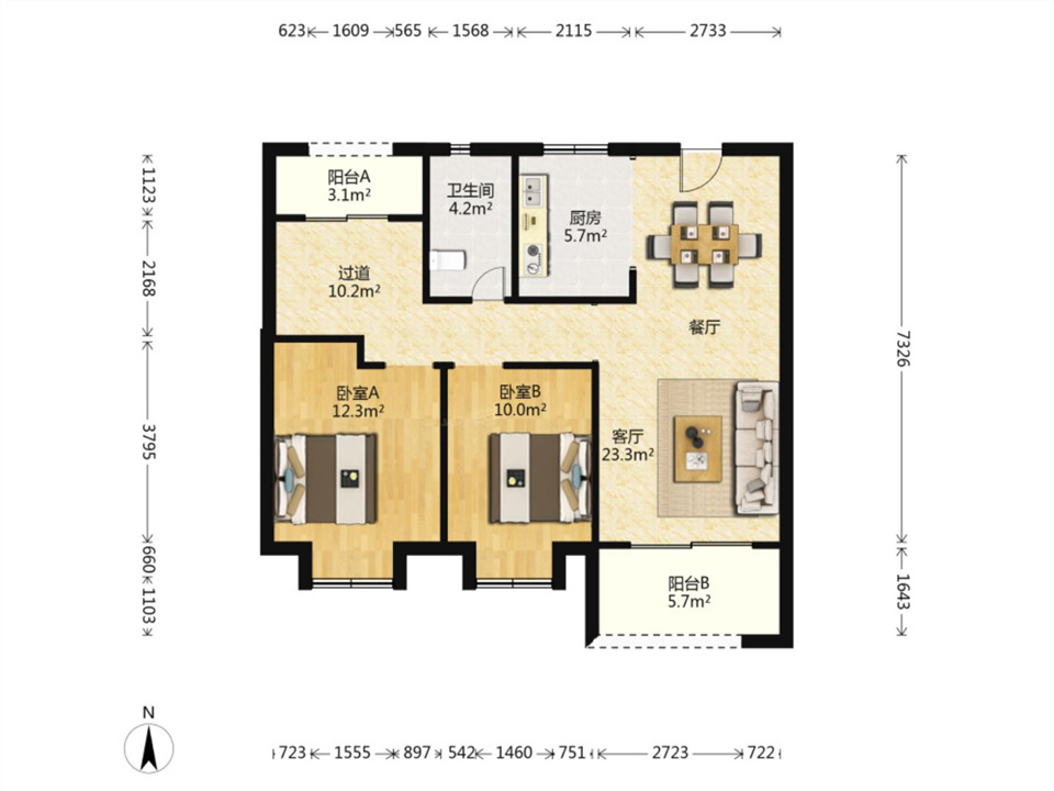 华润悦锦湾 3室2厅1卫 96m&sup2;