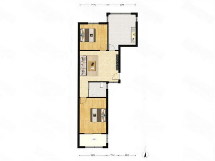盛唐公寓 2室2厅1卫 94m&sup2;