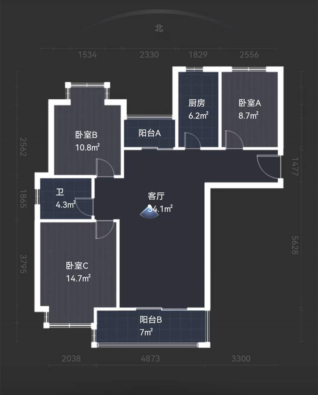 幸福天地二期 3室2厅1卫 112.45m&sup2;