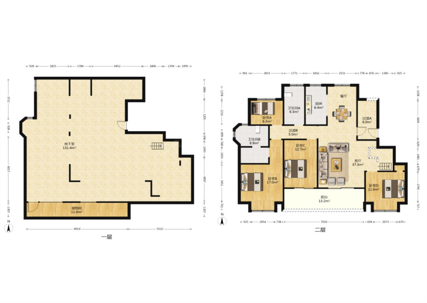 盛和九里香堤二期 4室2厅2卫 154.00m&sup2;