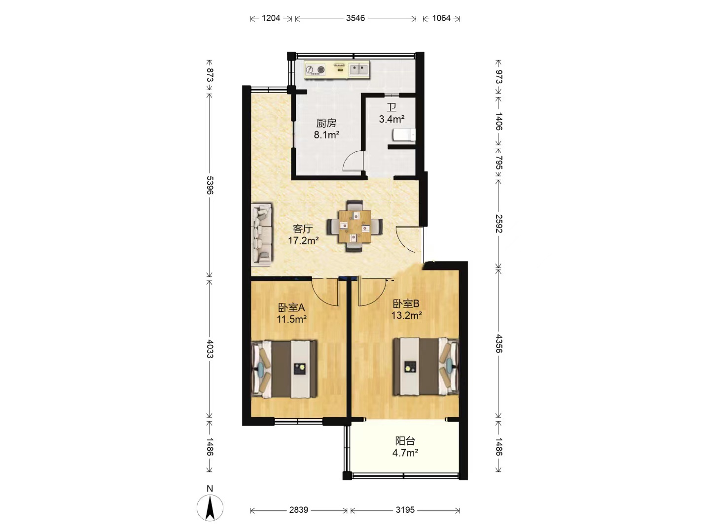 北濠桥东村 2室1厅1卫 65m&sup2;