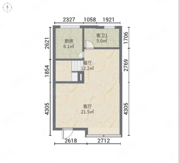 绿地新里城 2室2厅1卫 102.00m&sup2;