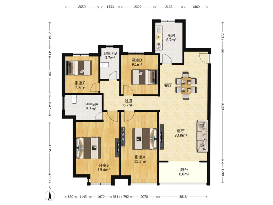华润悦锦湾 4室2厅2卫 138.46m&sup2;