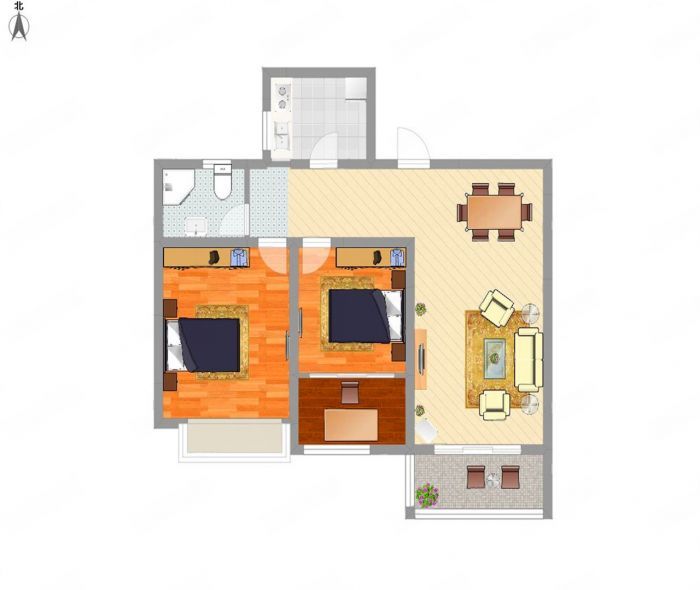 江山鼎 3室2厅1卫 90.00m&sup2;