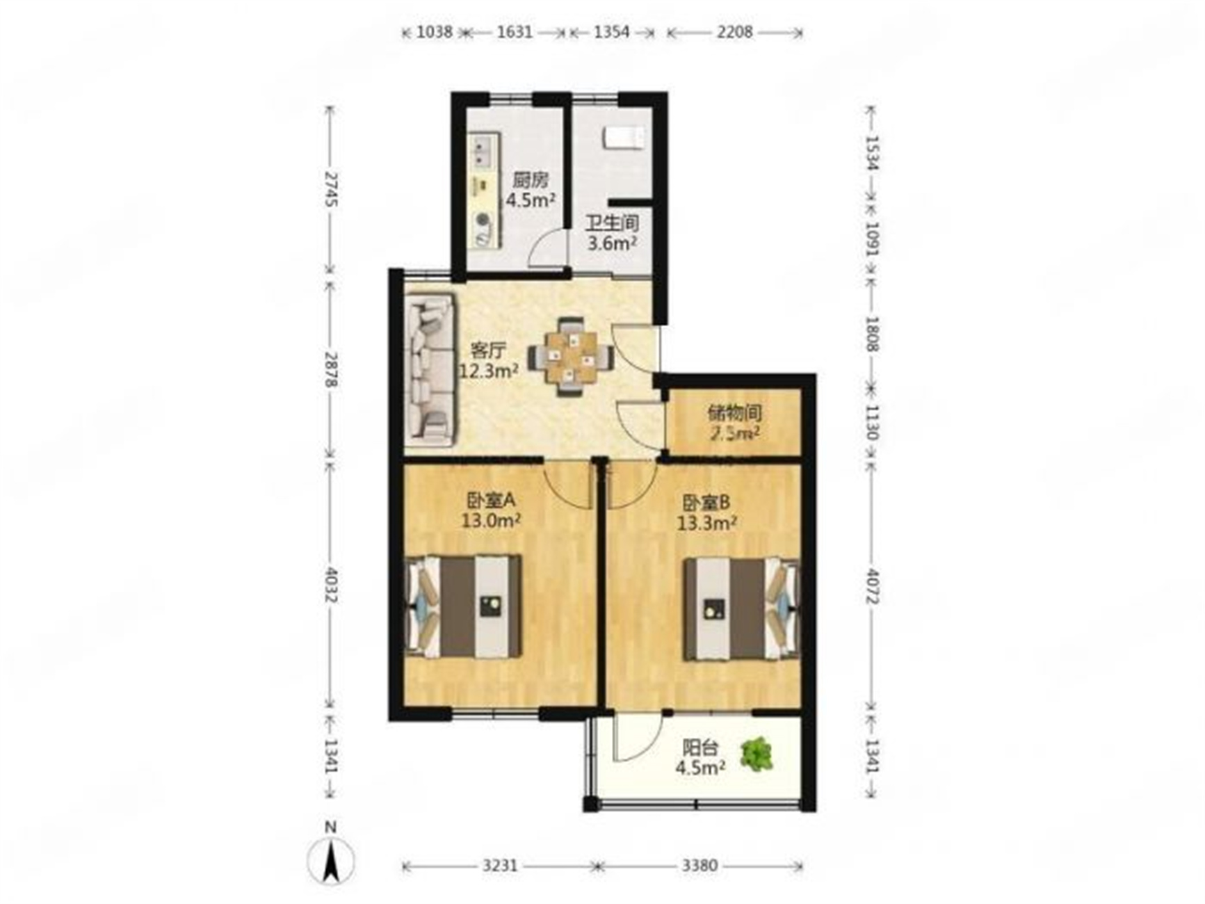 金海岸国际广场 2室2厅1卫 71m&sup2;