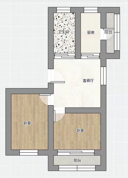 北濠新村二组团 2室1厅1卫 63m&sup2;