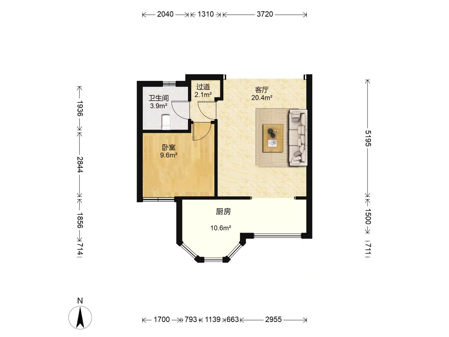 三峰国际广场 1室1厅1卫 40m&sup2;